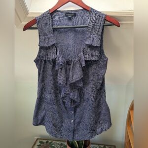 Banana Republic sleeveless ruffle top with polka dot pattern, size small